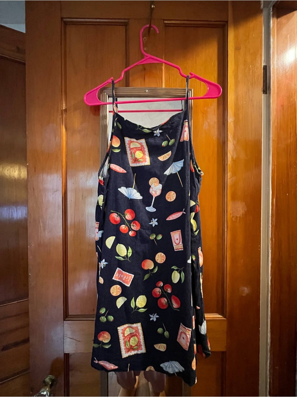 Old Navy Navy Blue Fruit & Cocktail Mini Dress